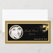 4x8 Sweet 16 Gold Black Party Aankondiging (Voorkant / Achterkant)