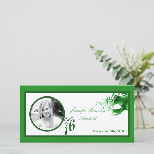 4x8 Sweet 16 Groene Feest Aankondiging (Staand voorkant)