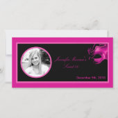 4x8 Sweet 16 Hot Pink Black Party aankondiging (Voorkant)