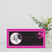 4x8 Sweet 16 Hot Pink Black Party aankondiging (Staand voorkant)