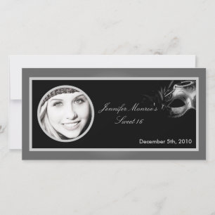 4x8 Sweet 16 Silver Black Party Aankondiging
