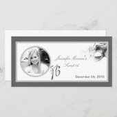 4x8 Sweet 16 Silver White Party Aankondiging (Voorkant / Achterkant)