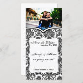 4x8 Uitnodigingskaart Zwart Wit Damast Lac Save The Date (Voorkant / Achterkant)