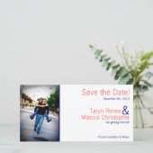 4x8 Verloving Aankondiging Coral Navy Blue Chevro (Staand voorkant)