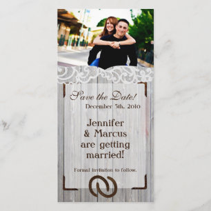 4x8 Verloving Aankondiging Hoefijzers op Wood