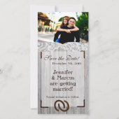 4x8 Verloving Aankondiging Hoefijzers op Wood (Voorkant)