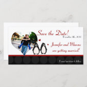 4x8 Verloving Aankondiging Penguin Love Couple Ma (Voorkant / Achterkant)