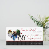 4x8 Verloving Aankondiging Penguin Love Couple Ma (Staand voorkant)