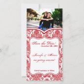 4x8 Verloving Aankondiging Red Crims White Damask (Voorkant)