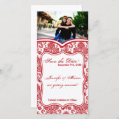 4x8 Verloving Aankondiging Red Crims White Damask (Voorkant / Achterkant)