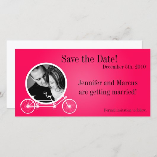 4x8 Verloving Aankondiging warme roze dubbele bike (Voorkant / Achterkant)