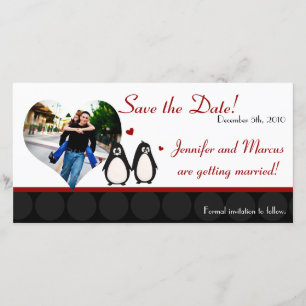 4x8 Verloving bekendmaking Penguin Love Couple Ma Save The Date