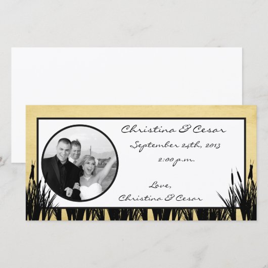 4x8 Verloving Foto Aankondiging Cattail/Dragonfl (Voorkant / Achterkant)