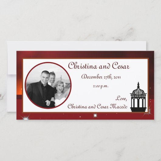 4x8 Verloving Foto Aankondiging Maroon Lantaarn (Voorkant)