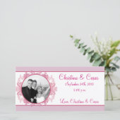 4x8 Verloving Foto Aankondiging Roze/Paarse kin (Staand voorkant)