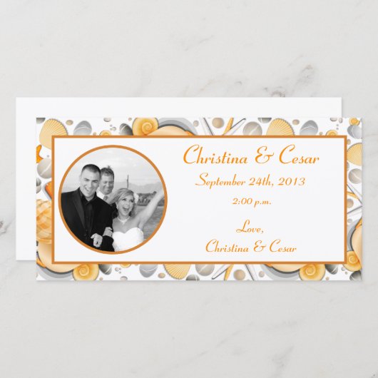 4x8 Verloving Fotoaankondiging Assorted Seashel Aankondiging (Voorkant / Achterkant)