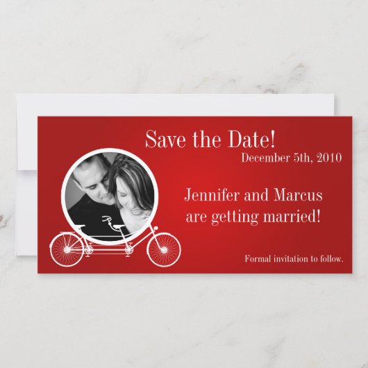 4x8 Verloving kondiging Red Double Bike Save The Date (Voorkant)