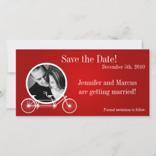 4x8 Verloving kondiging Red Double Bike Save The Date