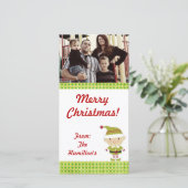 4x8 Winter Elf in het Groen FOTOCaart Feestdagenkaart (Staand voorkant)