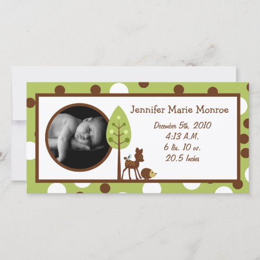 4x8 Woodland Friends Geboorteaankondiging Aankondiging (Voorkant)