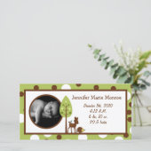 4x8 Woodland Friends Geboorteaankondiging Aankondiging (Staand voorkant)