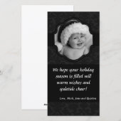 4x8 Zwart Damask Ribbon Lijst FOTO Kerst Kaart (Voorkant / Achterkant)