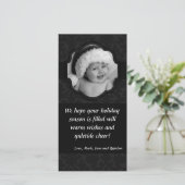 4x8 Zwart Damast Lint Frame FOTO Kerstkaart (Staand voorkant)
