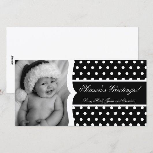 4x8 Zwarte Polka Dot Lijst FOTO Kerst Kaart (Voorkant / Achterkant)