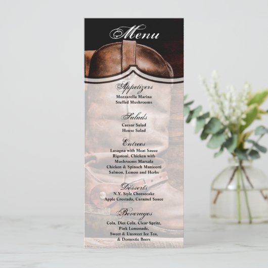 4x9.25 de Kaarten van het Menu Cowboy Boots Barn W (Staand voorkant)