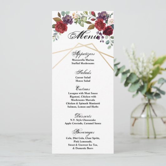 4x9.25 de Witte Rozen van de Kaarten van het Menu (Staand voorkant)