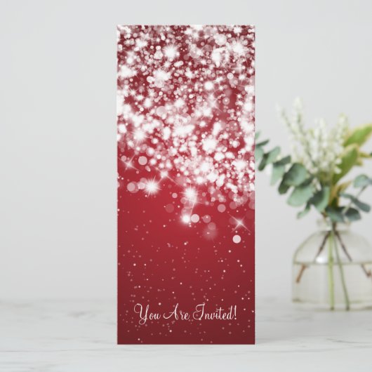 4x9.25 Elegant Wedding Sparging Wave Red Kaart (Staand voorkant)