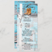 4x9.25 Menu Kaarten Blauw Hout Schuur Deurlaarzen (Voorkant / Achterkant)