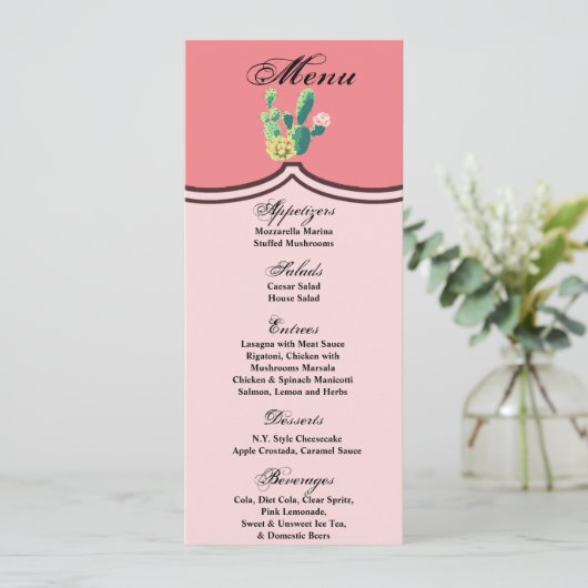 4x9.25 Menu Kaarten Boheemse Cactus Succulenten De (Staand voorkant)