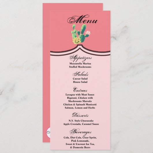 4x9.25 Menu Kaarten Boheemse Cactus Succulenten De (Voorkant / Achterkant)