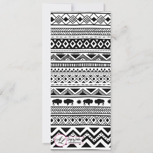 4x9.25 Menu Kaarten Boho Buffalo Tribal Pattern Bo (Achterkant)