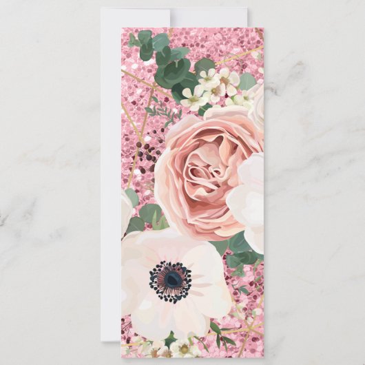 4x9.25 Menu Kaarten Geometrische Tuin Roos Glitter (Achterkant)