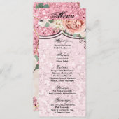 4x9.25 Menu Kaarten Geometrische Tuin Roos Glitter (Voorkant / Achterkant)