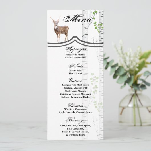 4x9.25 Menu Kaarten Herten Doe Buck Woodland Hunti (Staand voorkant)