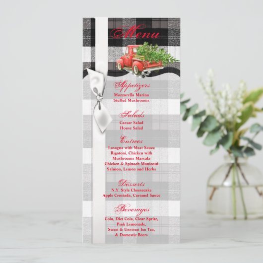 4x9.25 Menu Kaarten KERSTMIS Vrachtwagen Kerstmis  (Staand voorkant)