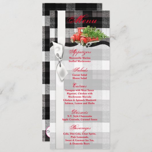 4x9.25 Menu Kaarten KERSTMIS Vrachtwagen Kerstmis (Voorkant / Achterkant)