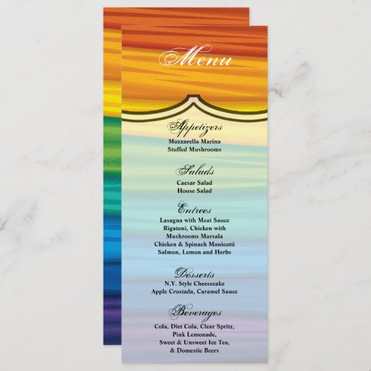 4x9.25 Menu-kaarten lgbtq regenboogvlag lesbische Kaart (Voorkant / Achterkant)