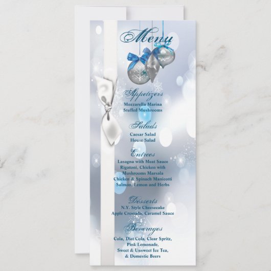 4x9.25 Menu Kaarten Ornamenten Sneeuwvlokken Sneeu (Voorkant)