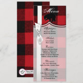 4x9.25 Menu Kaarten Red Buffalo Plaid Beer Zwart (Voorkant / Achterkant)