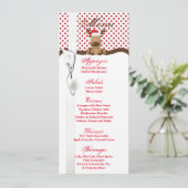 4x9.25 Menu Kaarten Rendier Christmas XMAS Polka D (Staand voorkant)