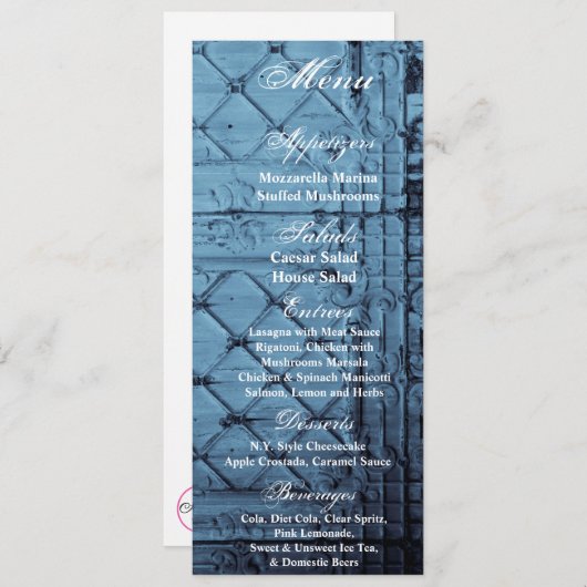 4x9.25 Menu Kaarten Rustieke Tin Panel Plafondland (Voorkant / Achterkant)