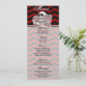 4x9.25 Menu Kaarten schedel Roos Gotische Chevron (Staand voorkant)