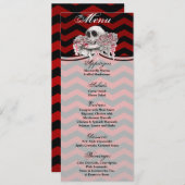 4x9.25 Menu Kaarten schedel Roos Gotische Chevron (Voorkant / Achterkant)