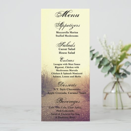 4x9.25 Menu Kaarten Sunrise Pathway Wandelpad Sid (Staand voorkant)