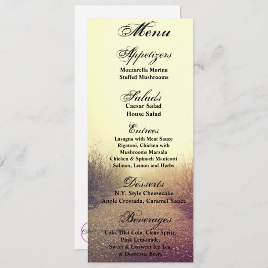 4x9.25 Menu Kaarten Sunrise Pathway Wandelpad Sid (Voorkant / Achterkant)