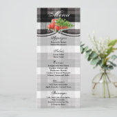 4x9.25 Menu Kaarten XMAS Truck Buffalo Plaid Zwart (Staand voorkant)